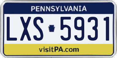 PA license plate LXS5931