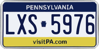 PA license plate LXS5976