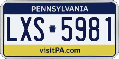 PA license plate LXS5981