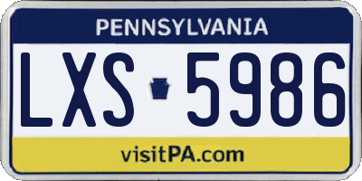 PA license plate LXS5986