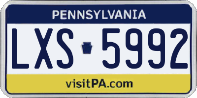 PA license plate LXS5992