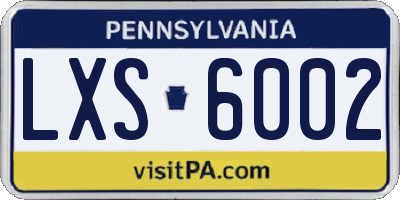 PA license plate LXS6002