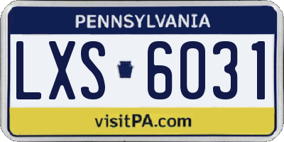 PA license plate LXS6031