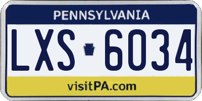 PA license plate LXS6034