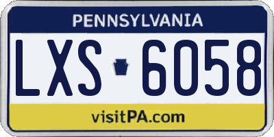 PA license plate LXS6058