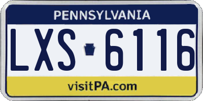 PA license plate LXS6116