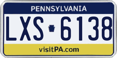 PA license plate LXS6138