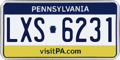 PA license plate LXS6231