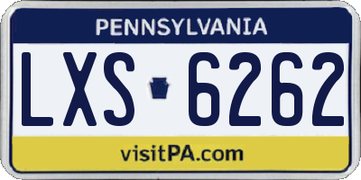 PA license plate LXS6262