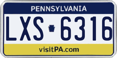 PA license plate LXS6316
