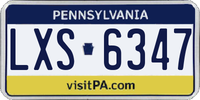 PA license plate LXS6347