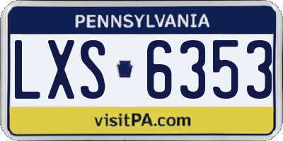 PA license plate LXS6353