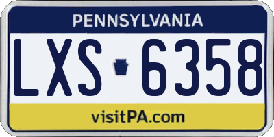 PA license plate LXS6358