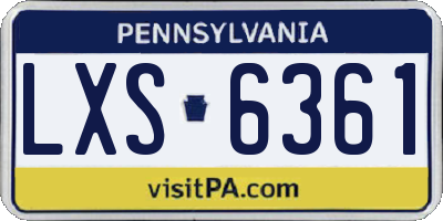PA license plate LXS6361