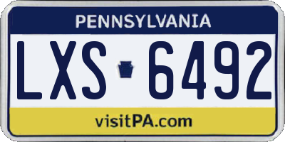 PA license plate LXS6492