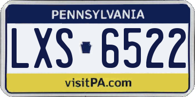 PA license plate LXS6522
