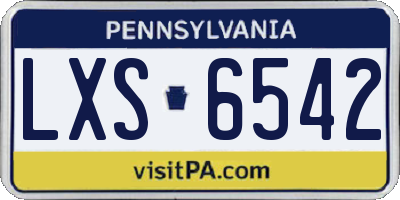 PA license plate LXS6542