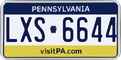 PA license plate LXS6644