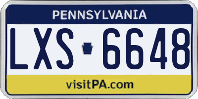 PA license plate LXS6648