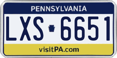 PA license plate LXS6651
