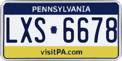 PA license plate LXS6678