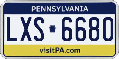 PA license plate LXS6680