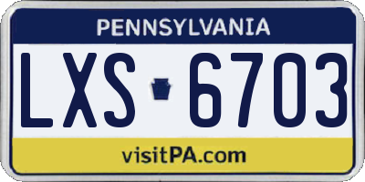 PA license plate LXS6703