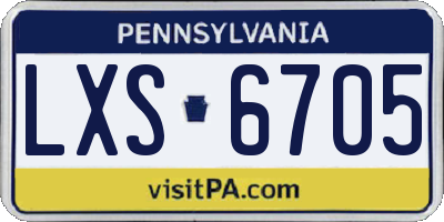 PA license plate LXS6705