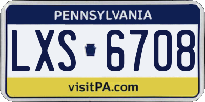 PA license plate LXS6708