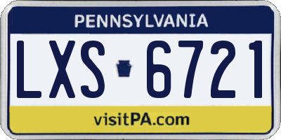 PA license plate LXS6721