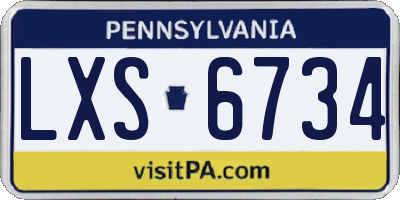 PA license plate LXS6734