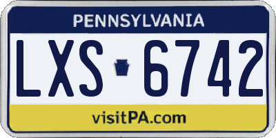 PA license plate LXS6742