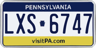 PA license plate LXS6747