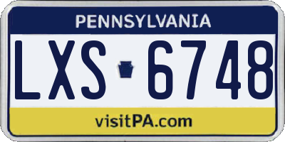 PA license plate LXS6748