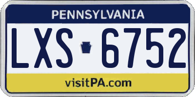 PA license plate LXS6752