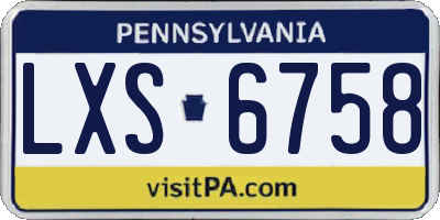 PA license plate LXS6758