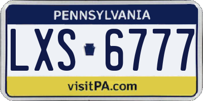 PA license plate LXS6777