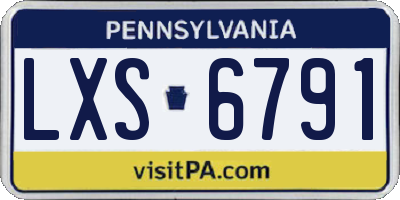 PA license plate LXS6791