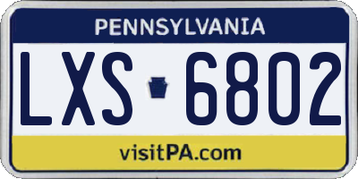 PA license plate LXS6802
