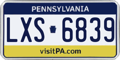 PA license plate LXS6839