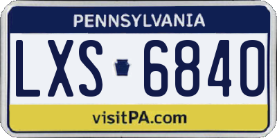 PA license plate LXS6840