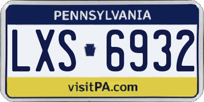 PA license plate LXS6932