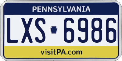 PA license plate LXS6986