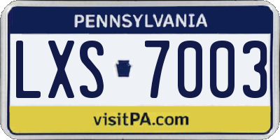 PA license plate LXS7003