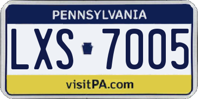PA license plate LXS7005