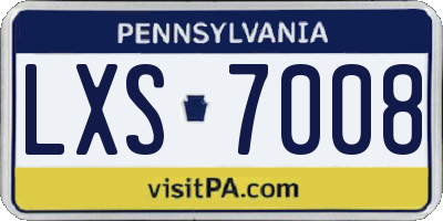 PA license plate LXS7008