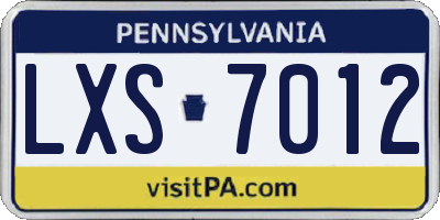 PA license plate LXS7012