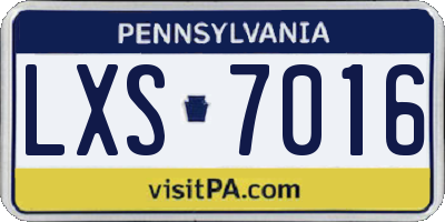 PA license plate LXS7016