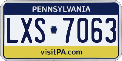 PA license plate LXS7063