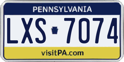 PA license plate LXS7074